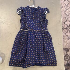 Navy Blue Kids Dress with Gold Accents